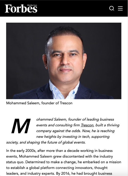 Saleem featured in Forbes